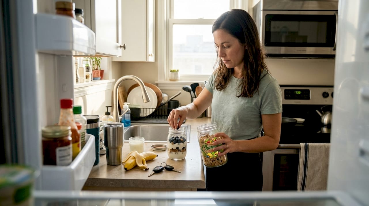 Woman making quick healthy breakfast